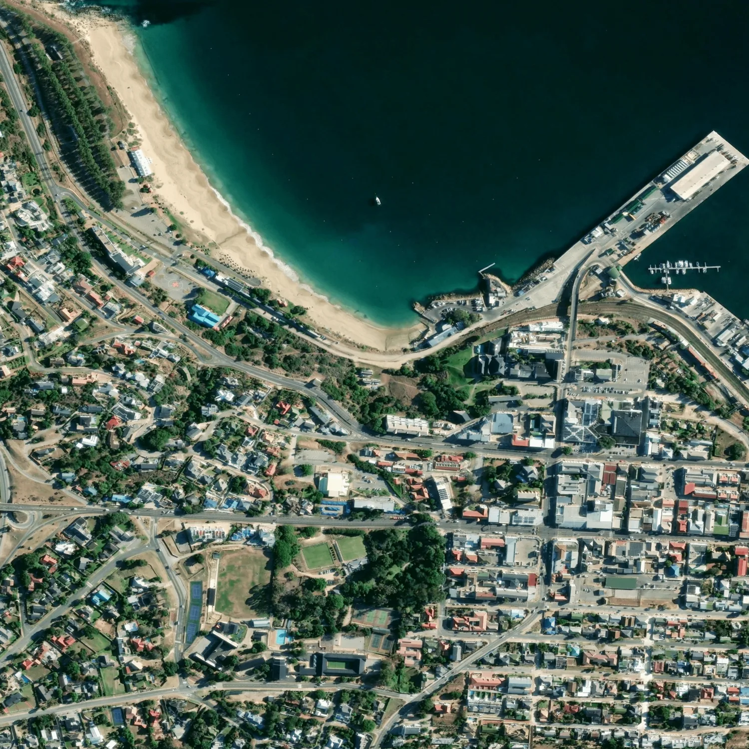 Crayonised aerial map of Mossel Bay