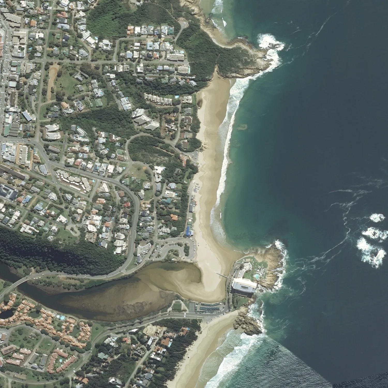 Crayonised aerial map of Plettenberg Bay