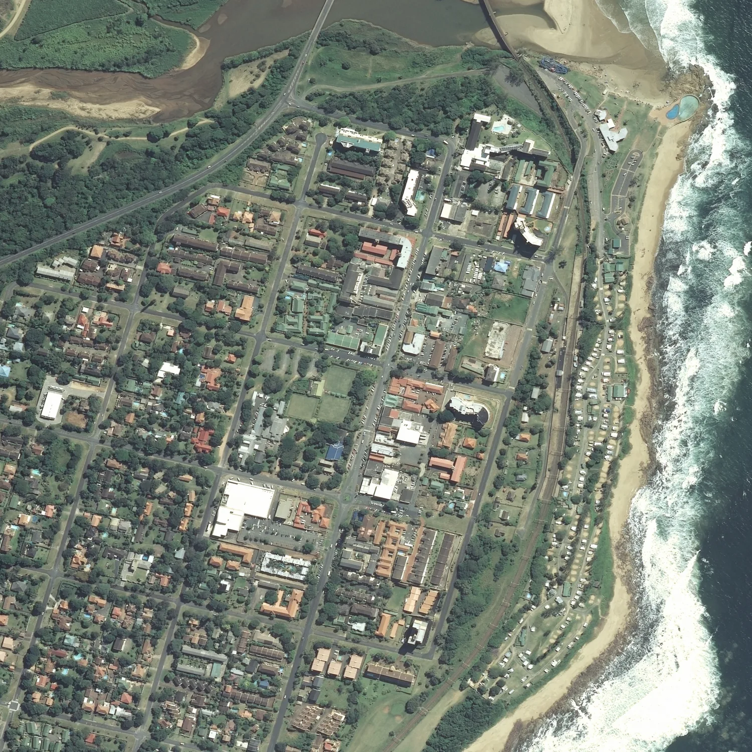Crayonised aerial map of Scottburgh