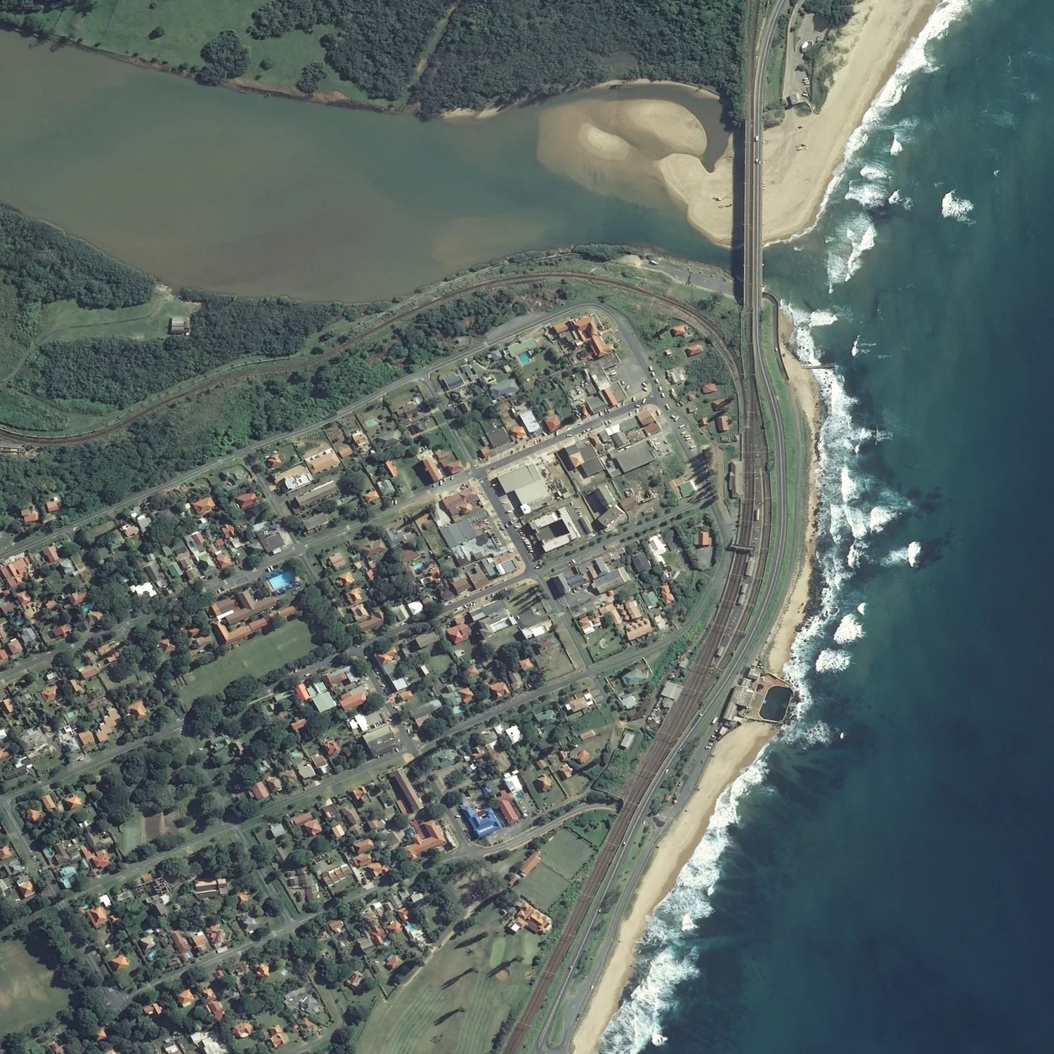Crayonised aerial map of Umkomaas