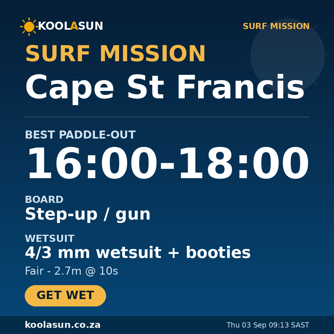 Cape St Francis surf mission card