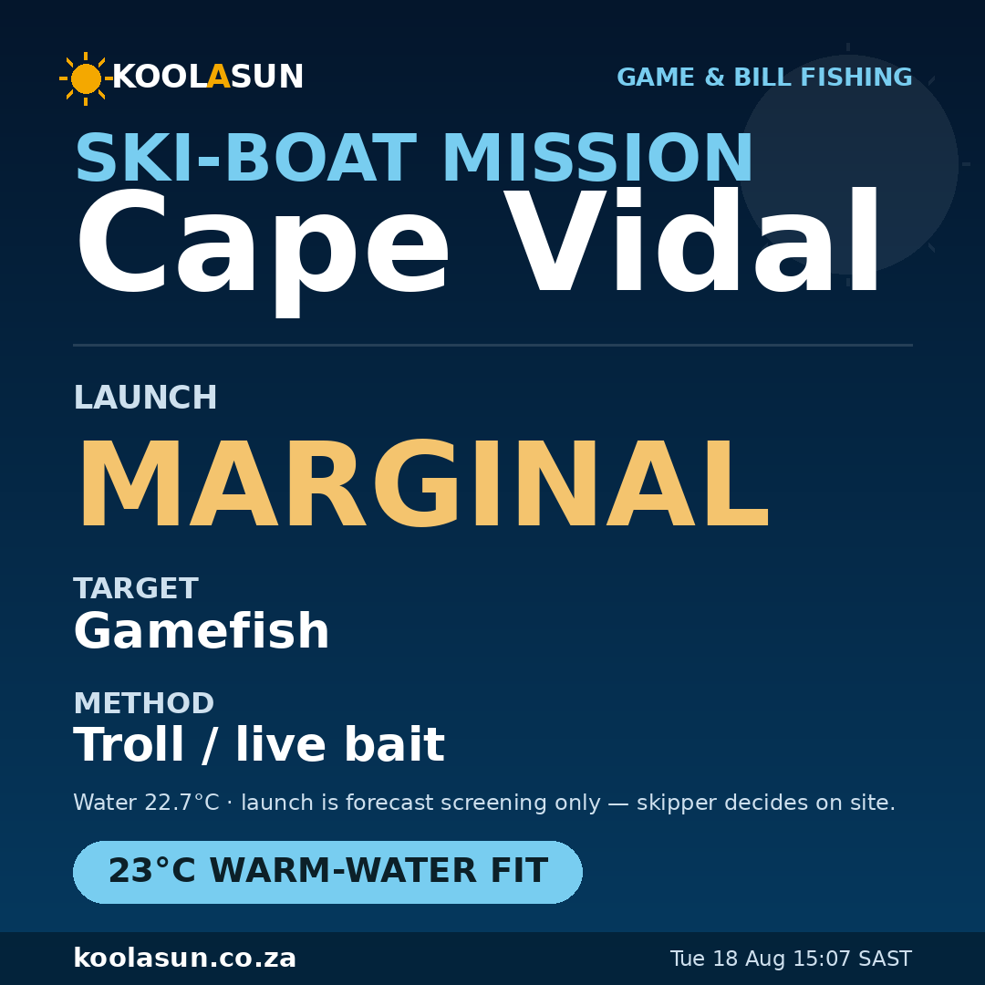 Cape Vidal ski-boat mission card