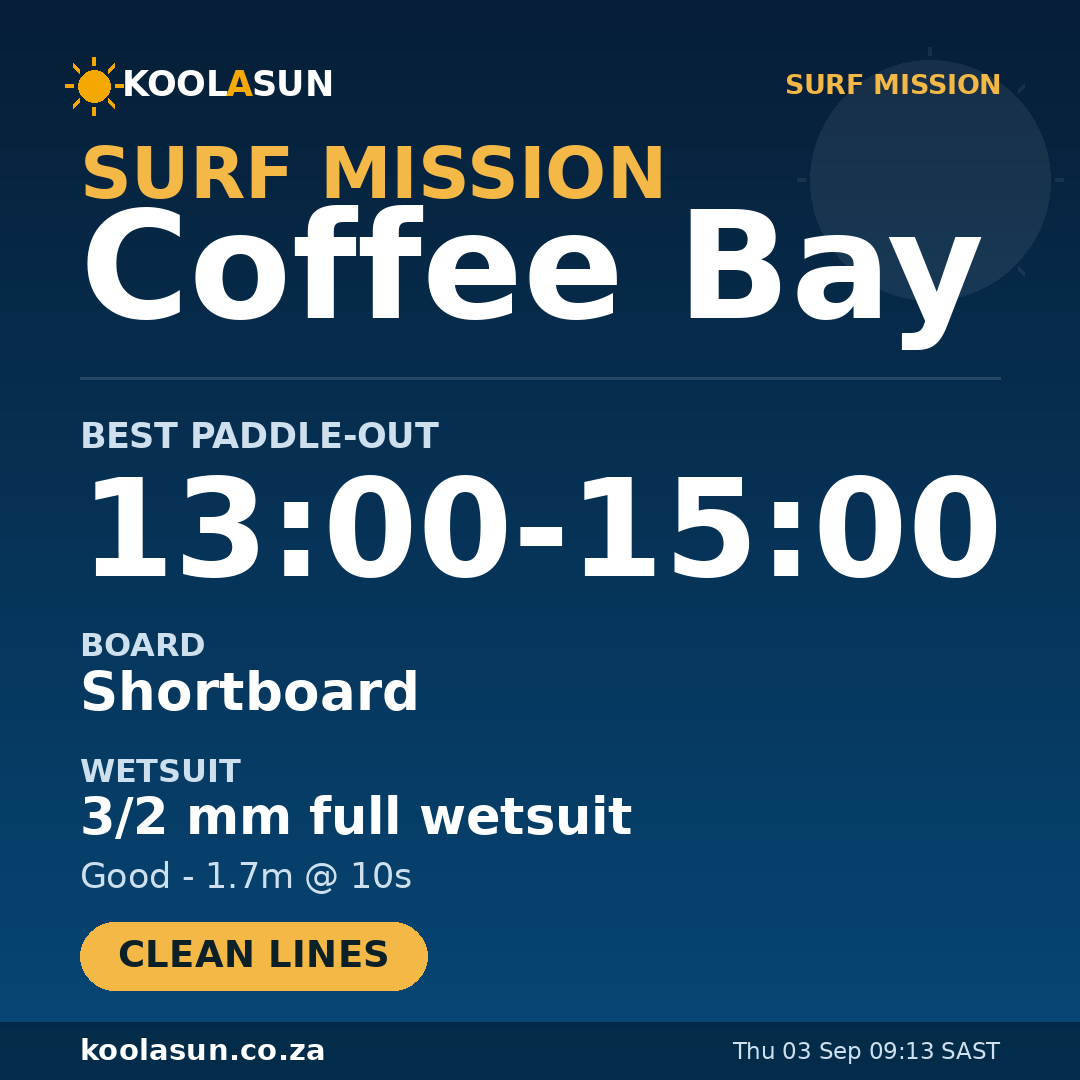 Coffee Bay surf mission card