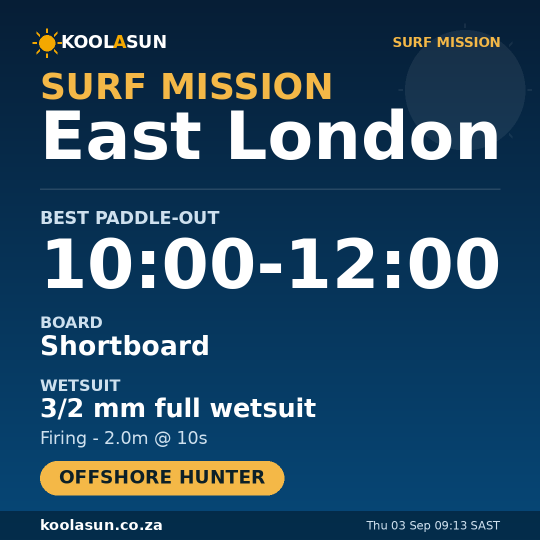 East London surf mission card