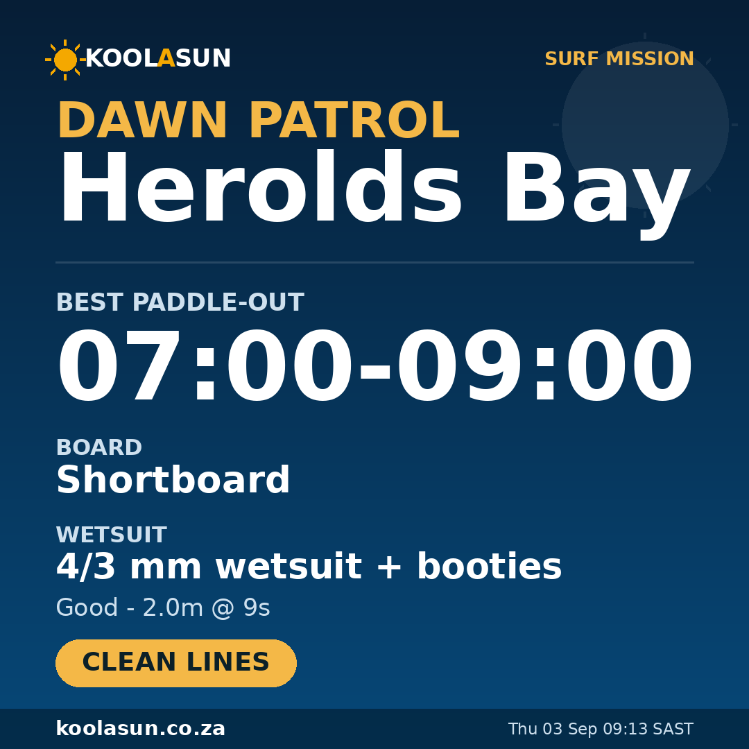 Herolds Bay surf mission card