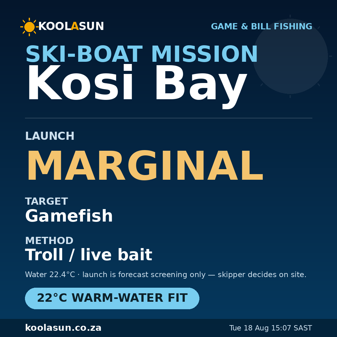 Kosi Bay ski-boat mission card