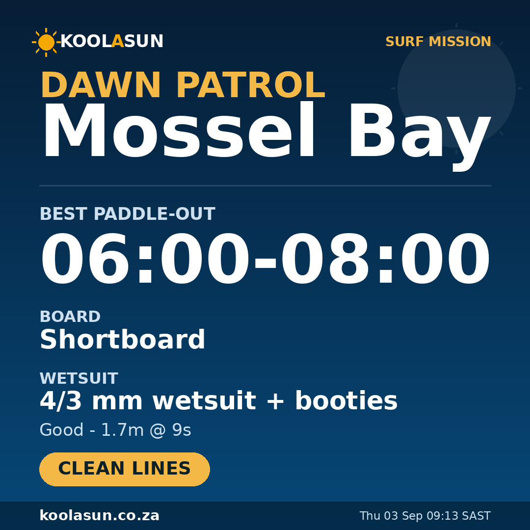 Mossel Bay surf mission card