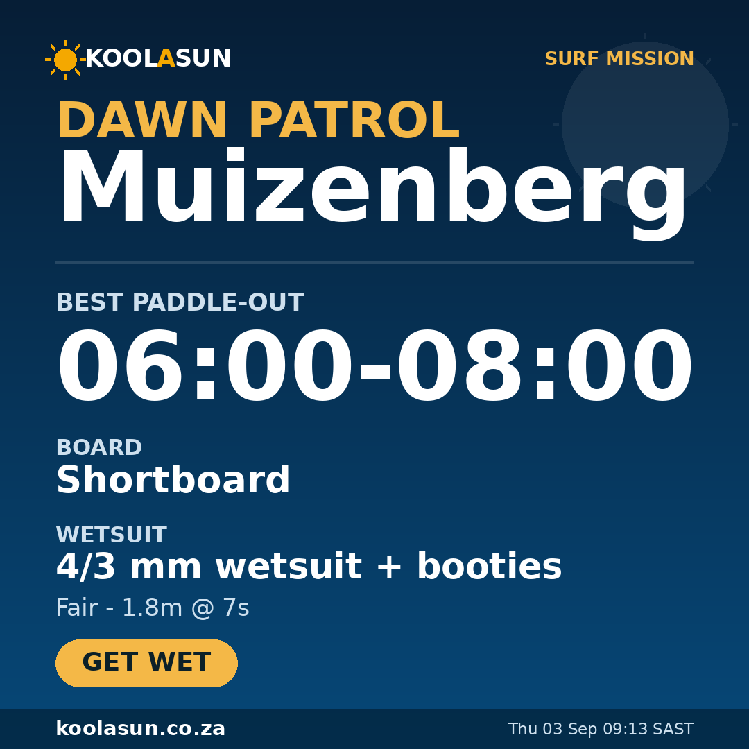 Muizenberg surf mission card