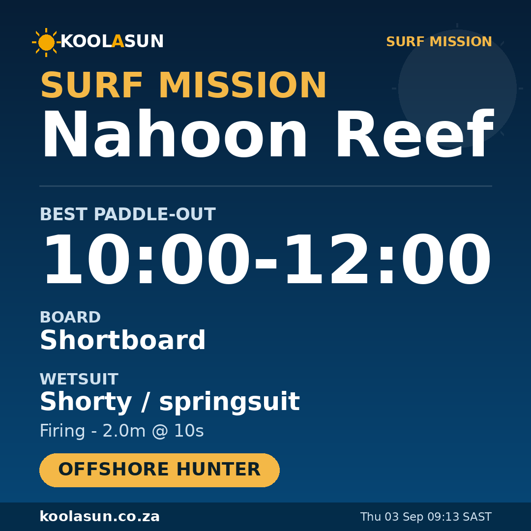 Nahoon Reef surf mission card