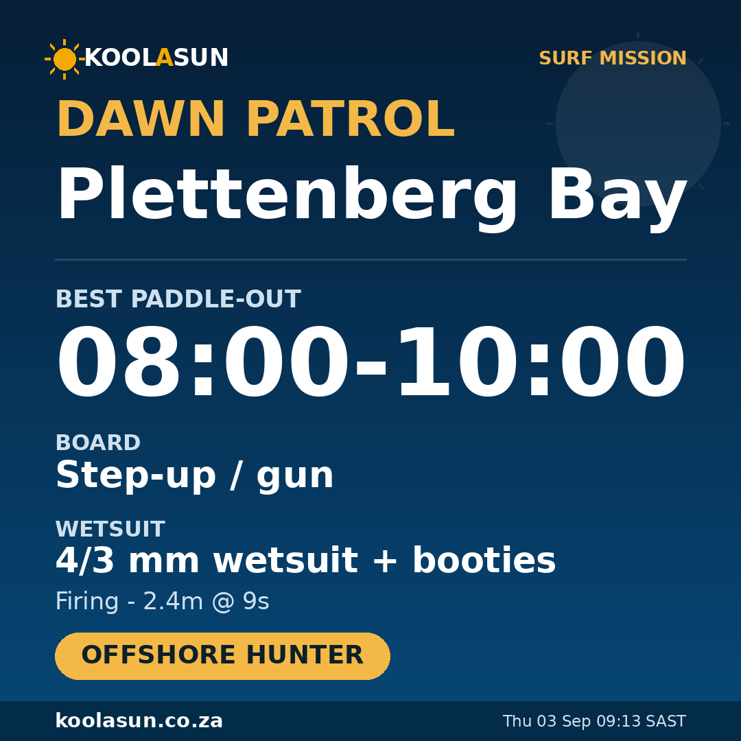 Plettenberg Bay surf mission card