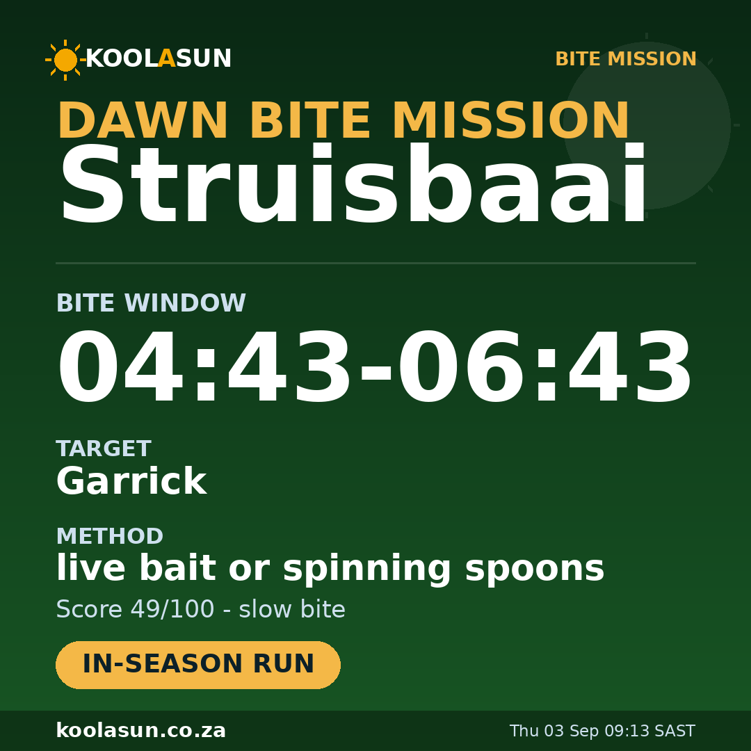 Struisbaai bite mission card