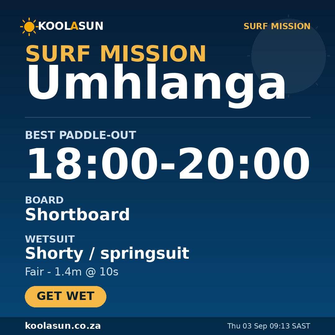 Umhlanga surf mission card